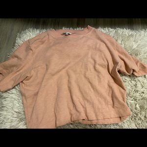 LIGHT PINK COTTON CITIZEN CREWNECK CROPPED TEE